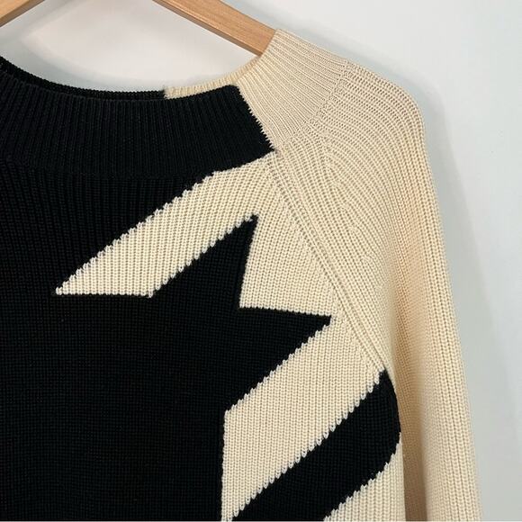 3.1 Philip Lim 2 100% Merino Wool Ribbed Sweater 0109 Dress Black and Cream - Picture 6 of 9